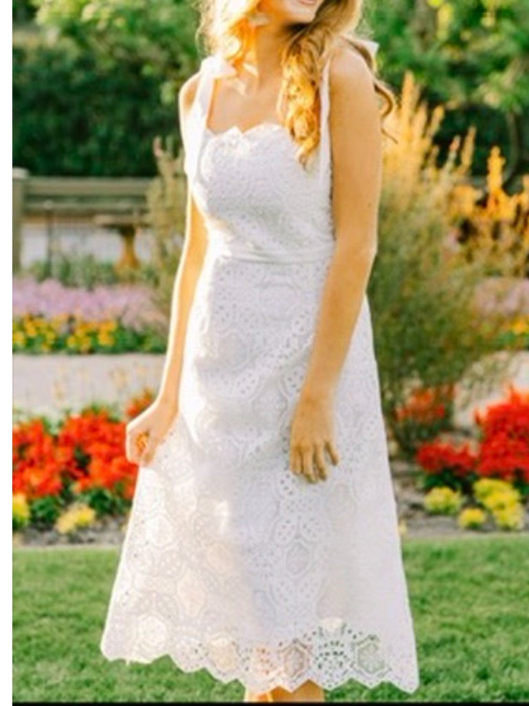 Foxiedox Lace Midi Dress With Tie Shoulders